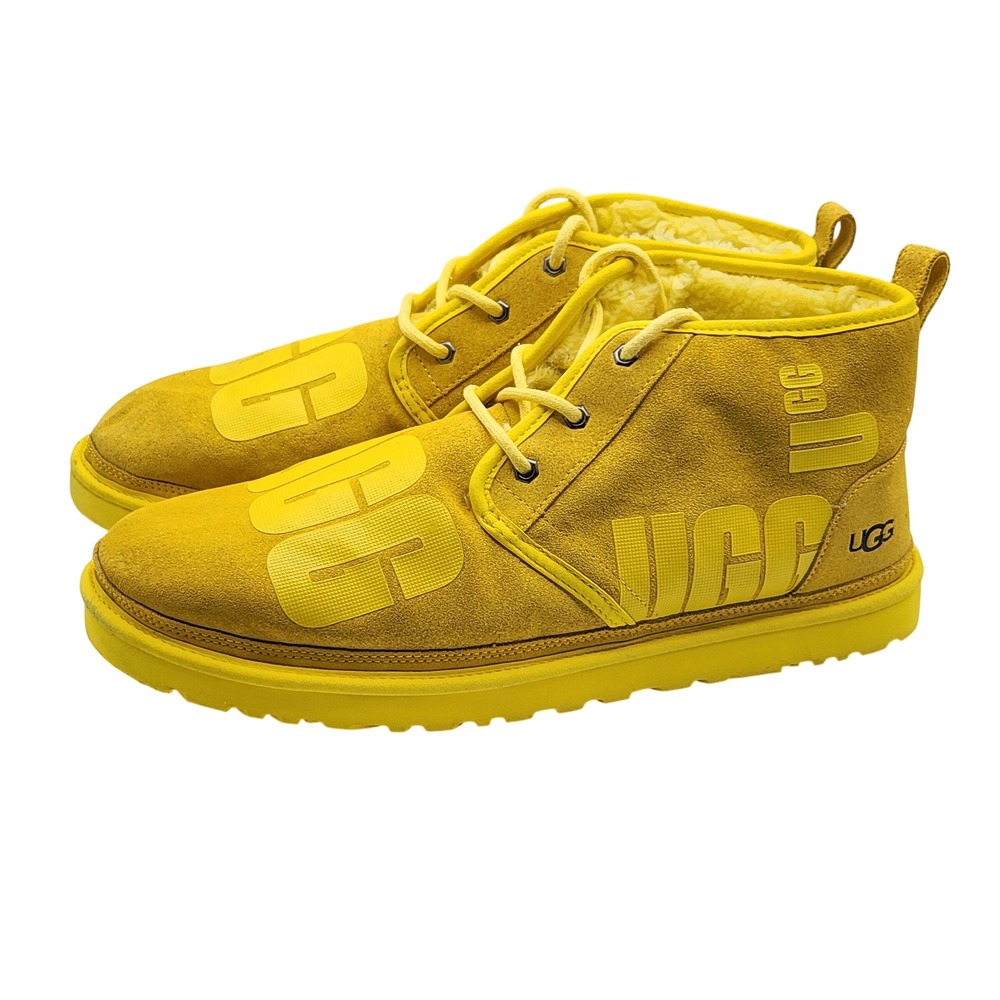 UGG Neumel Graphic Boots Mens 15 Yellow Suede Logo Chukka‎ 1134853 Rare